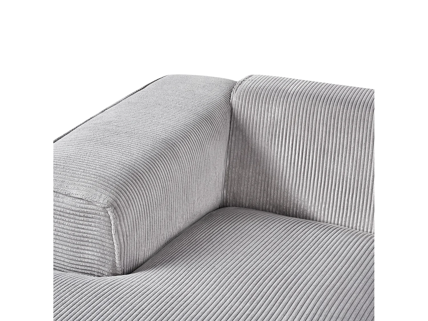 Divano angolare DOLVA Velluto a coste Grigio chiaro 3 posti Lato destro