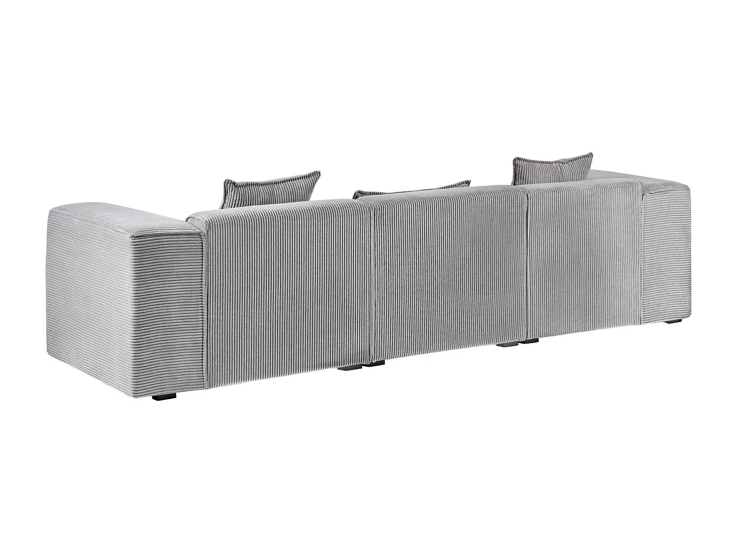 Canapé d'angle DOLVA Velours côtelé Gris clair 3 places Côté droit