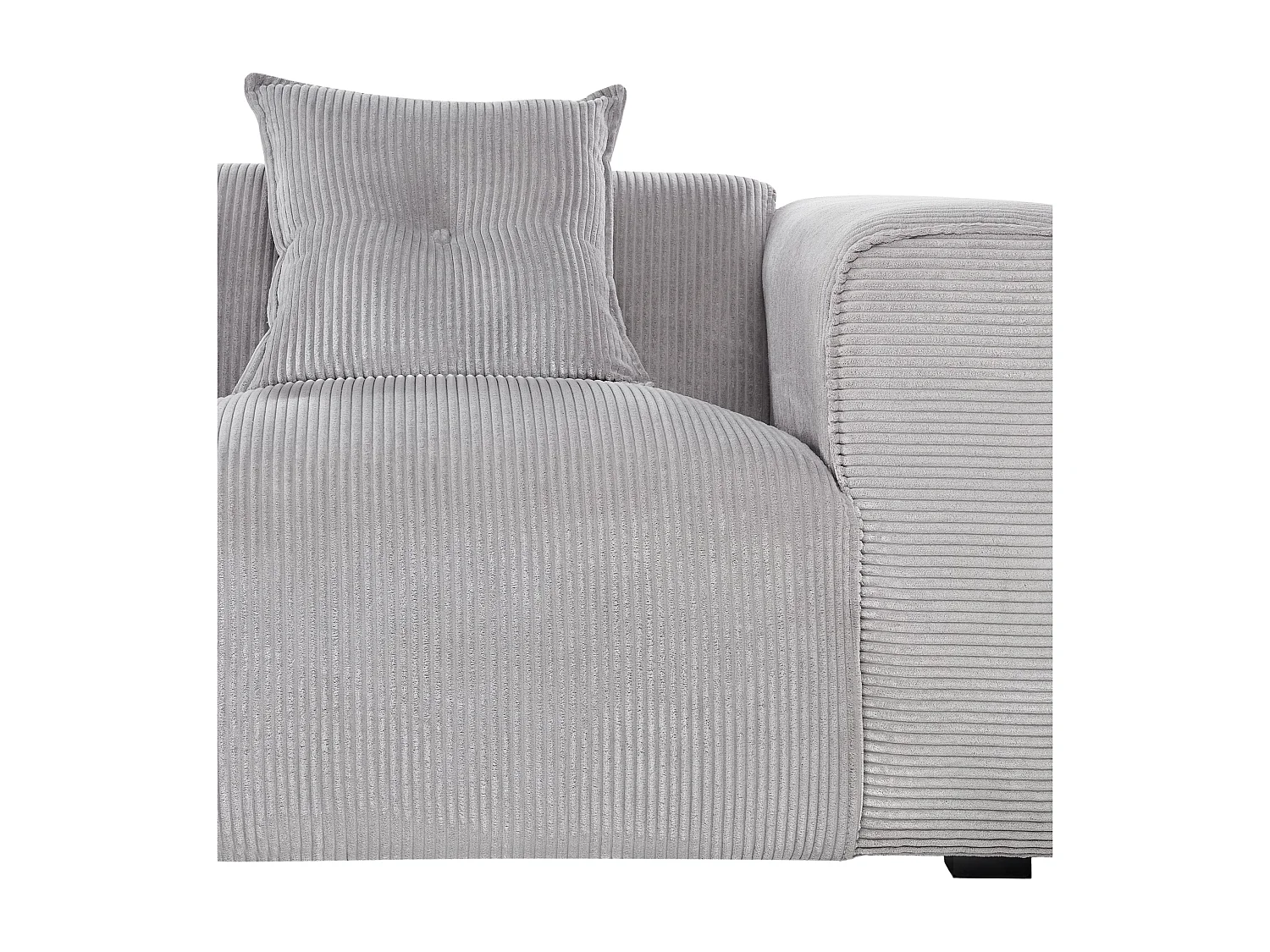 Canapé d'angle DOLVA Velours côtelé Gris clair 3 places Côté droit