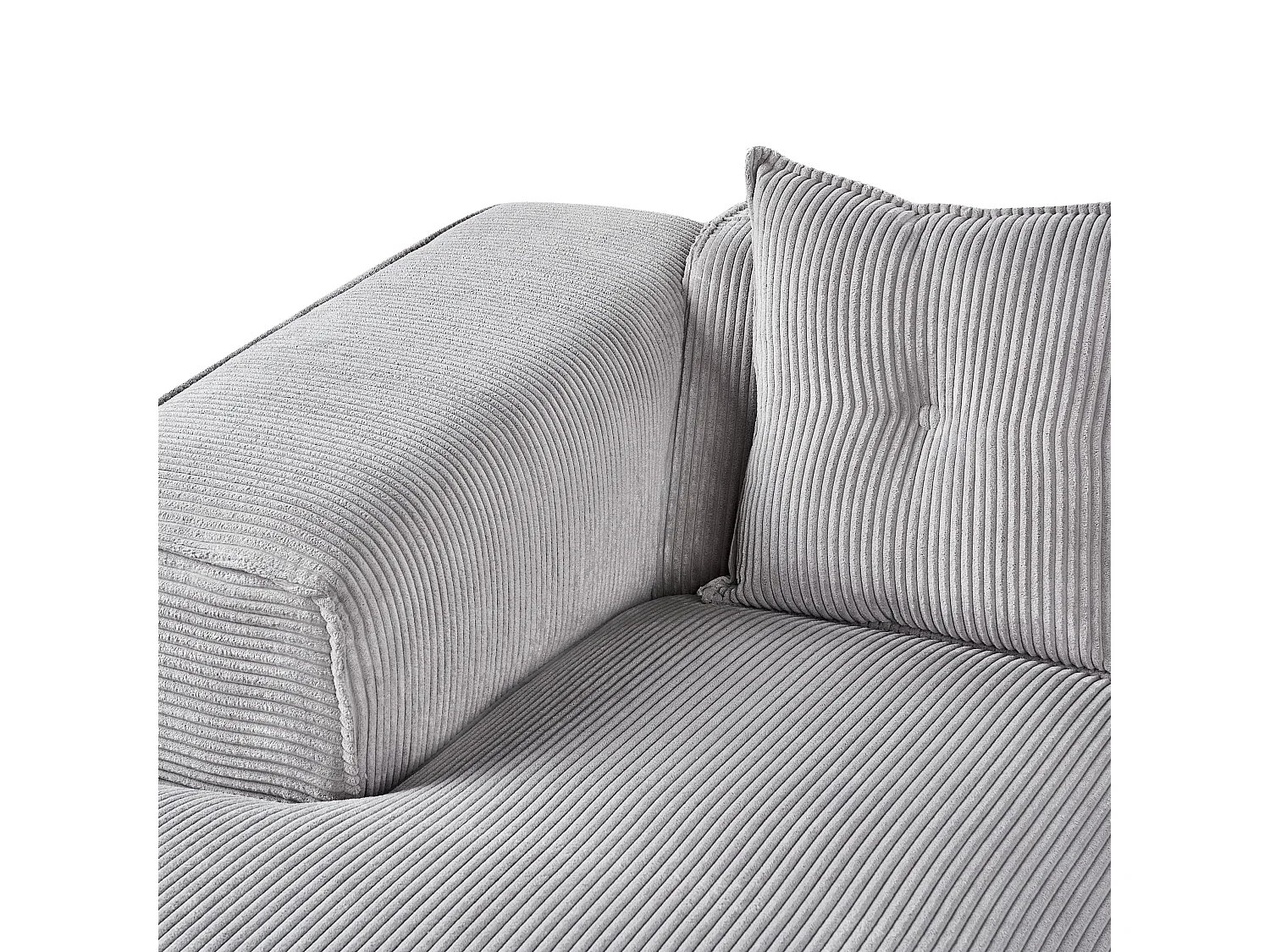 Canapé d'angle DOLVA Velours côtelé Gris clair 3 places Côté droit