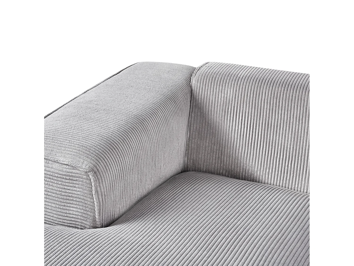 Canapé d'angle DOLVA Velours côtelé Gris clair 3 places Côté droit