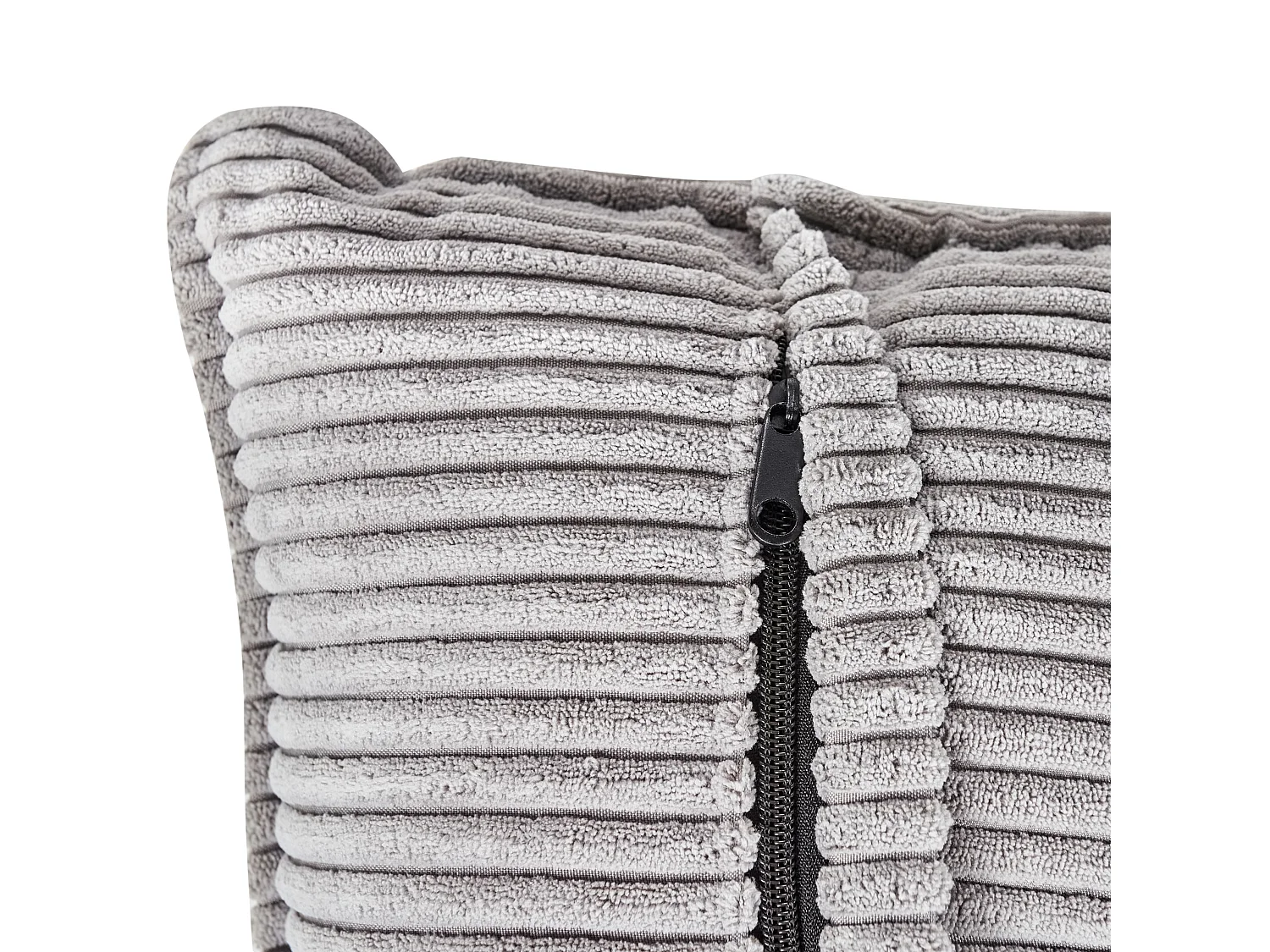 Canapé d'angle DOLVA Velours côtelé Gris clair 3 places Côté droit