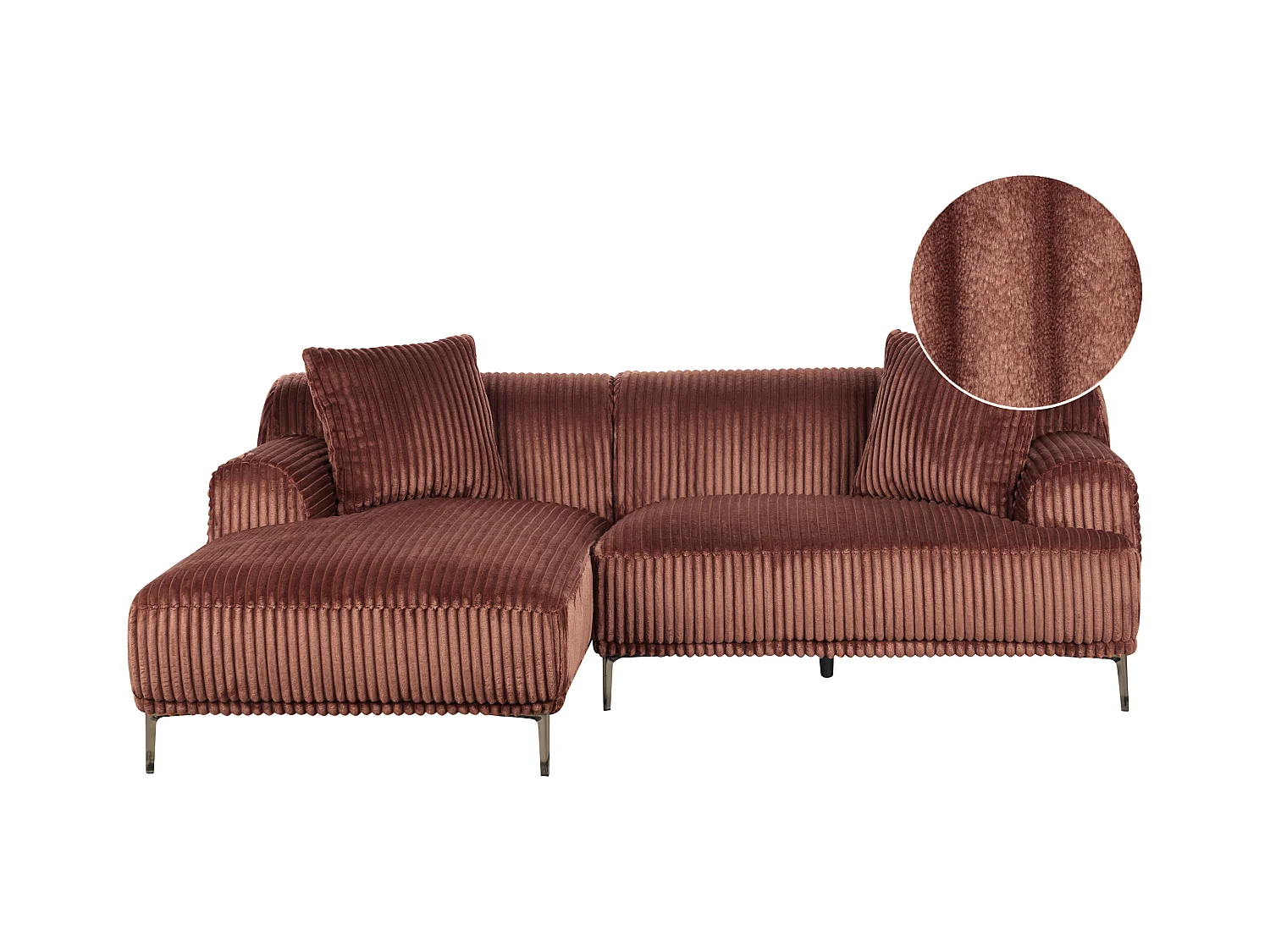 Canapé d'Angle à gauche en Velours Côtelé 3 Places Marron Stenum