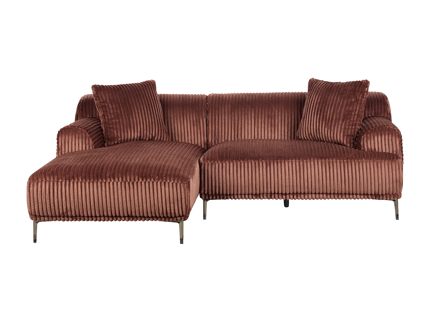 Ecksofa STENUM Cord Braun rechtsseitig