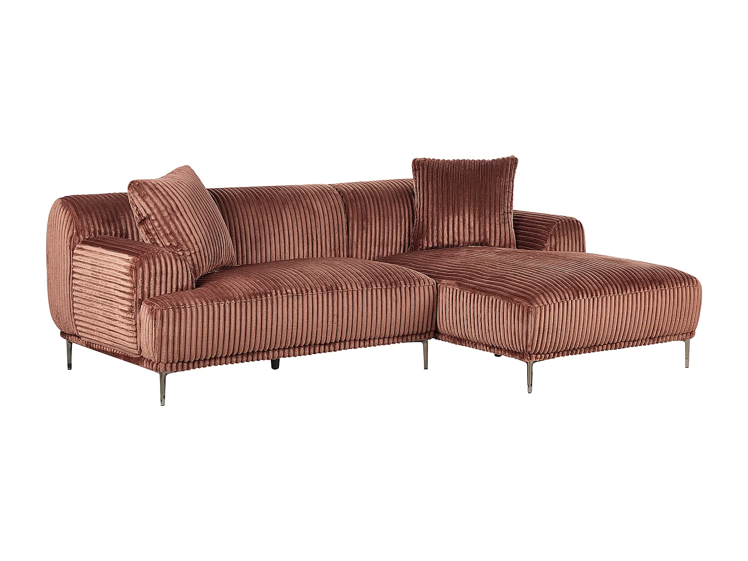 Ecksofa STENUM Cord Braun rechtsseitig