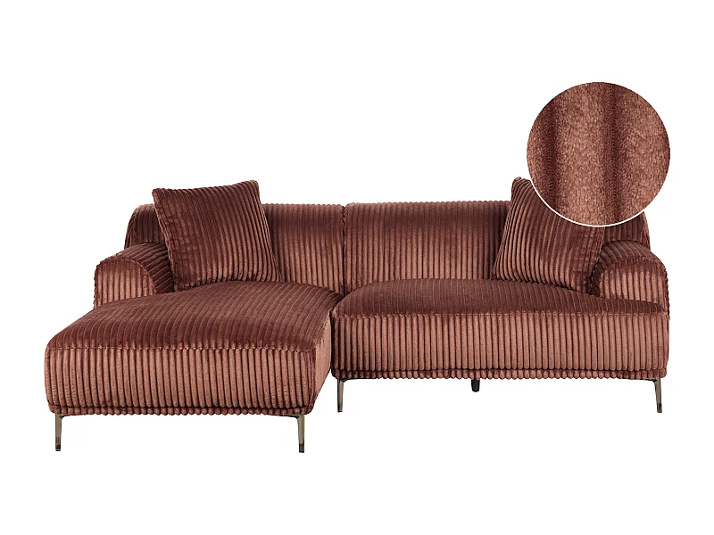 Ecksofa STENUM Cord Braun rechtsseitig