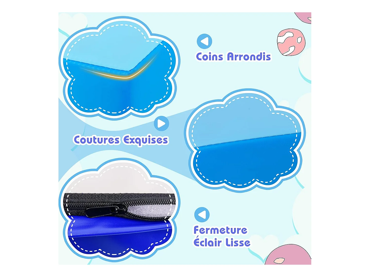 6 PCS Parcours Motricité Bébé en Mousse EPE, Module Motricité avec Fermeture Clair, Jouets Éducatifs pour Enfants, avec Housse en PU (Bleu+Gris)