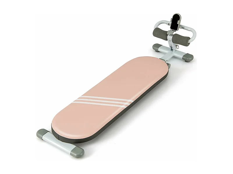 Banc de Musculation Multifonction avec 3 Angles et Longueur Réglable, Banc de Redressement Assis Pliable Charge 150KG, Plateforme d'Entraînement (Rose)