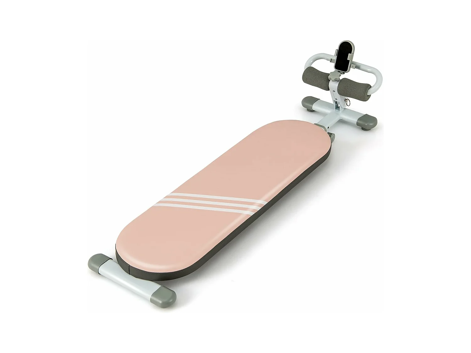 Banc de Musculation Multifonction avec 3 Angles et Longueur Réglable, Banc de Redressement Assis Pliable Charge 150KG, Plateforme d'Entraînement (Rose)