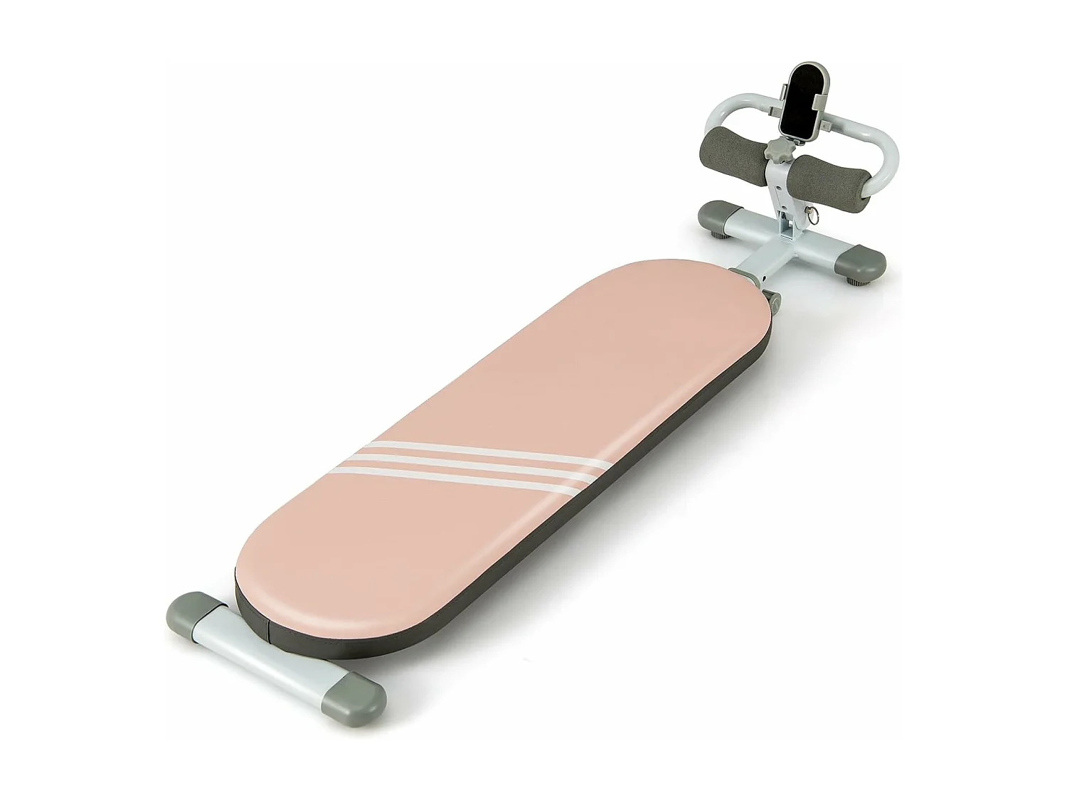 Banc de Musculation Multifonction avec 3 Angles et Longueur Réglable, Banc de Redressement Assis Pliable Charge 150KG, Plateforme d'Entraînement (Rose)