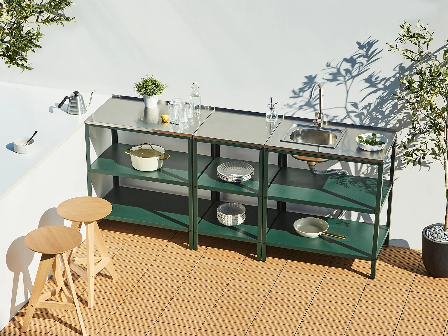 Ilot de cuisine extérieure VILAMA Vert