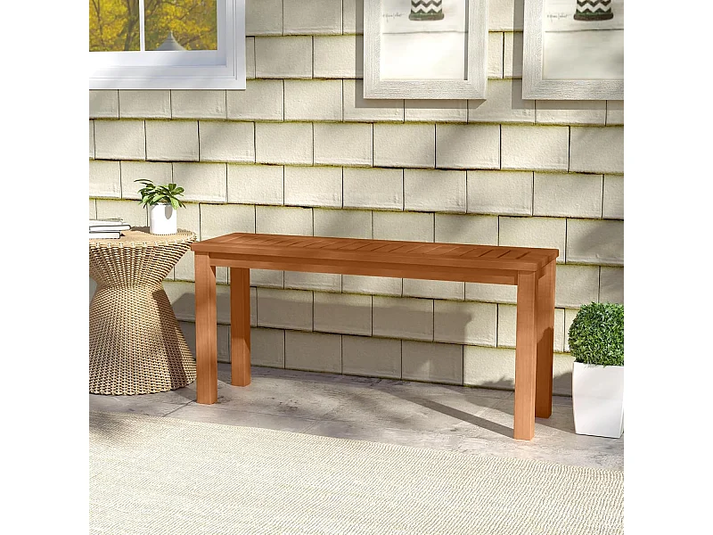 Banc de Jardin en Bois 2 Places, Siège à Lattes, Banc Exterieur Jardin, Finition à l'huile de Teck, pour Jardin Porche Entrée, 100 x 30 x 47 cm, Charge 150 kg