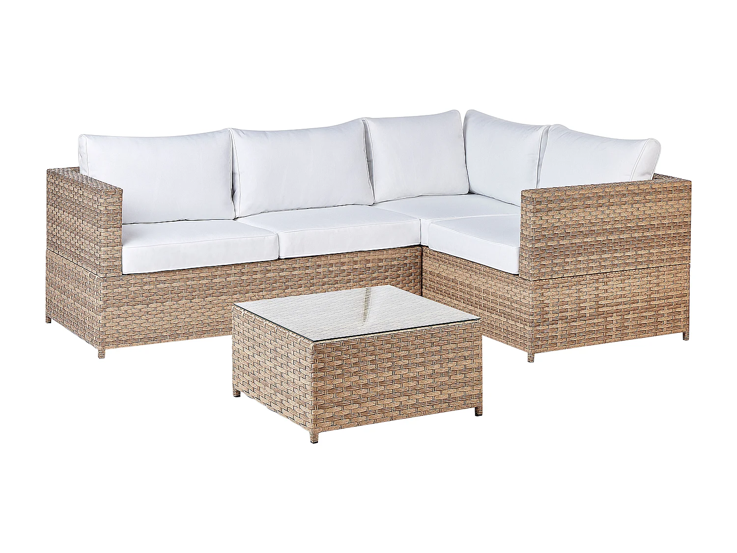 Conjunto de sofás de jardim de canto 4 lugares AVOLA à esquerda Branco creme