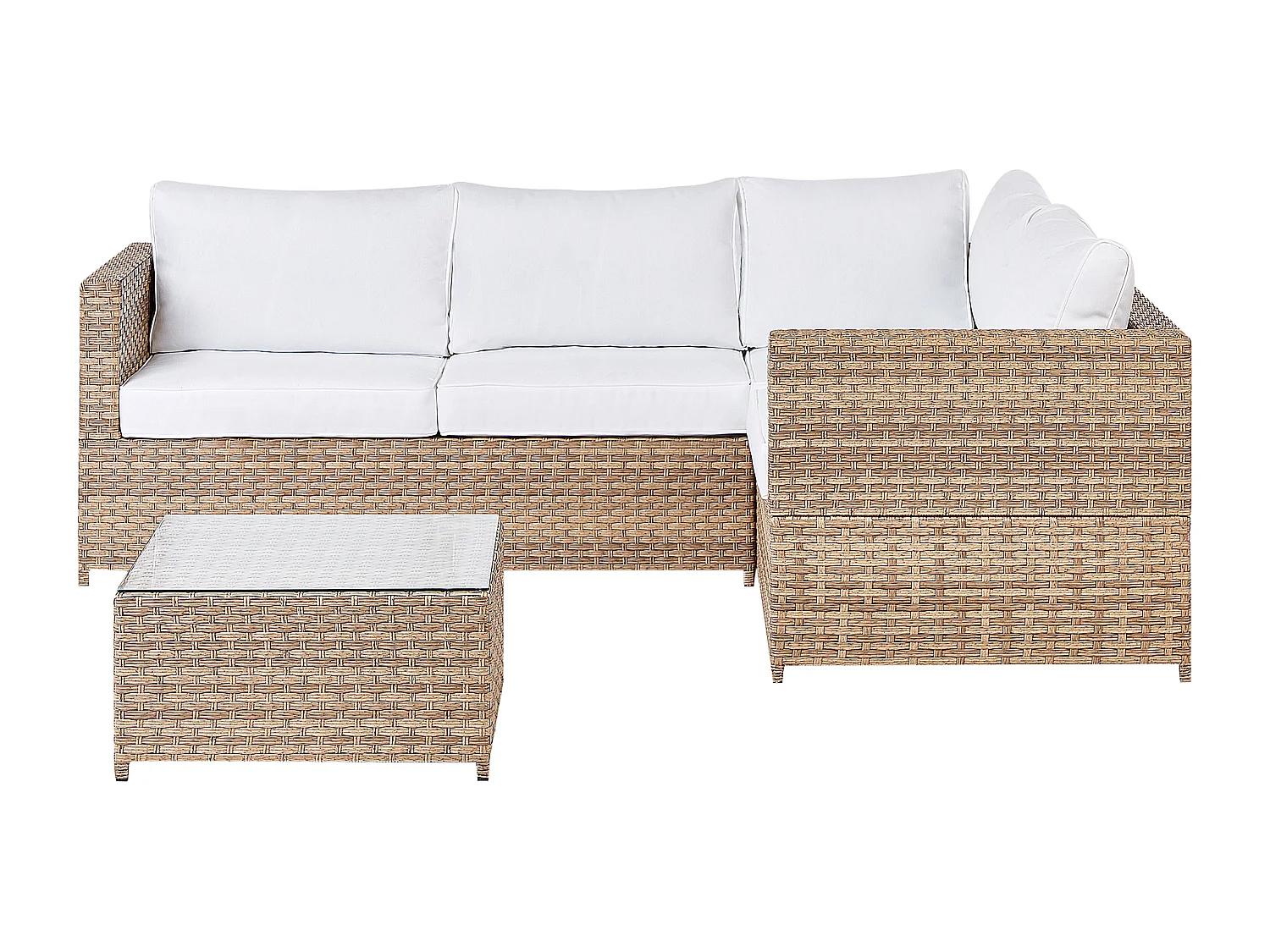 Ensemble de canapés d'angle de jardin 4 places AVOLA Côté gauche Blanc cassé