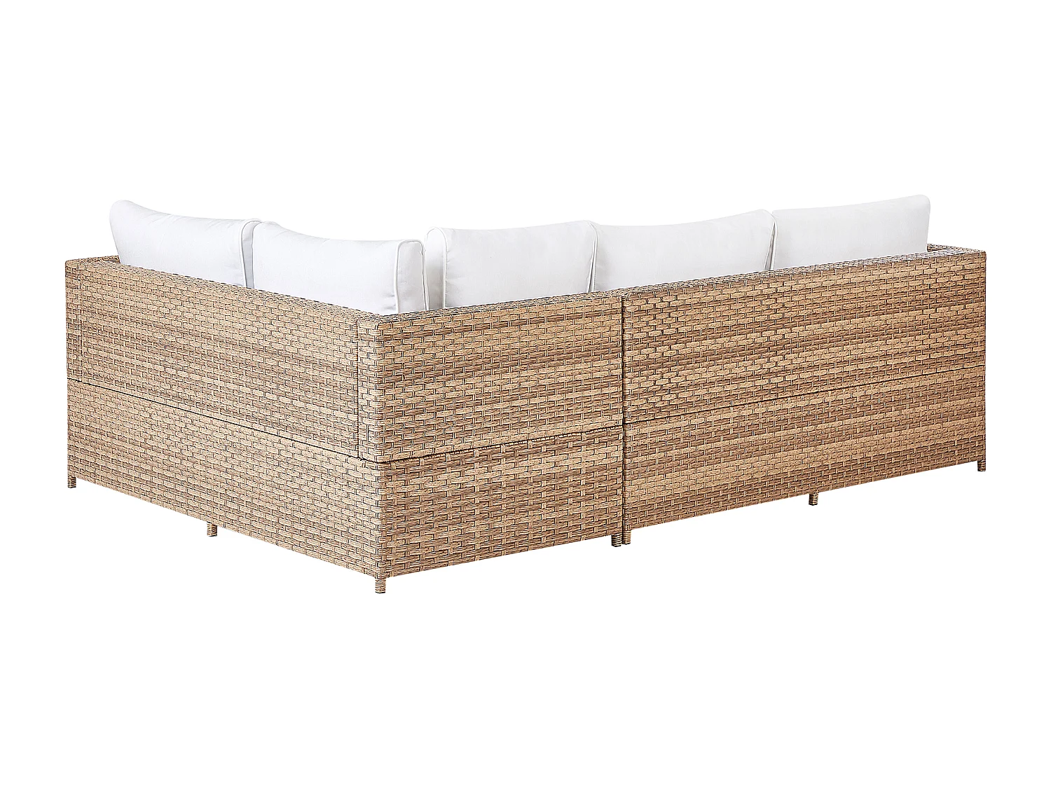 4-Sitzer Lounge Set Rattan hellbraun Ecksofa mit Tisch Auflagen cremeweiß Avola