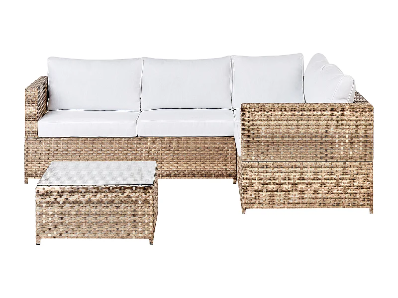 Ensemble de canapés d'angle de jardin 4 places AVOLA Côté droite Blanc cassé