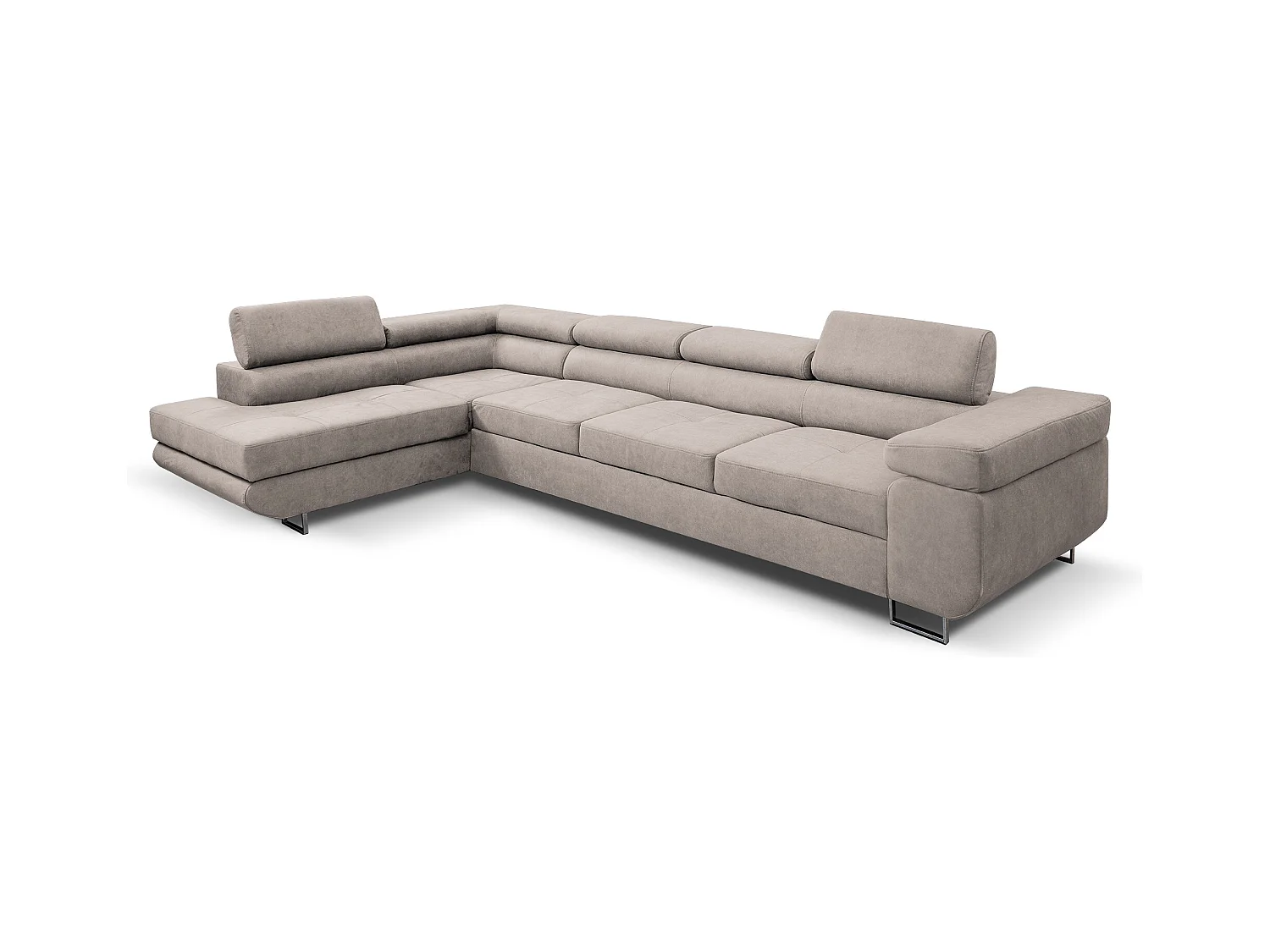 Ecksofa Marlene IV L-Form mit verstellbaren Kopfstützen Schlaffunktion Bettkasten 347 cm Lieferung bis in die Wohnung Wohnzimmer links (Farbe: beige Vena 07)
