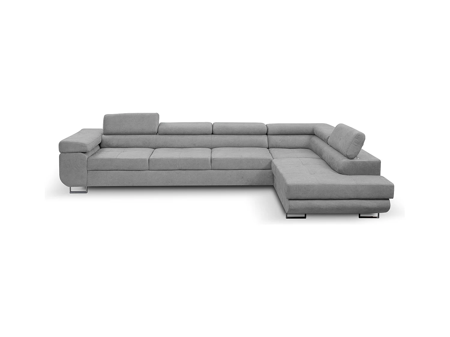 Ecksofa Marlene IV L-Form mit verstellbaren Kopfstützen Schlaffunktion Bettkasten 347 cm rechts (Farbe: hellgrau Vena 17)