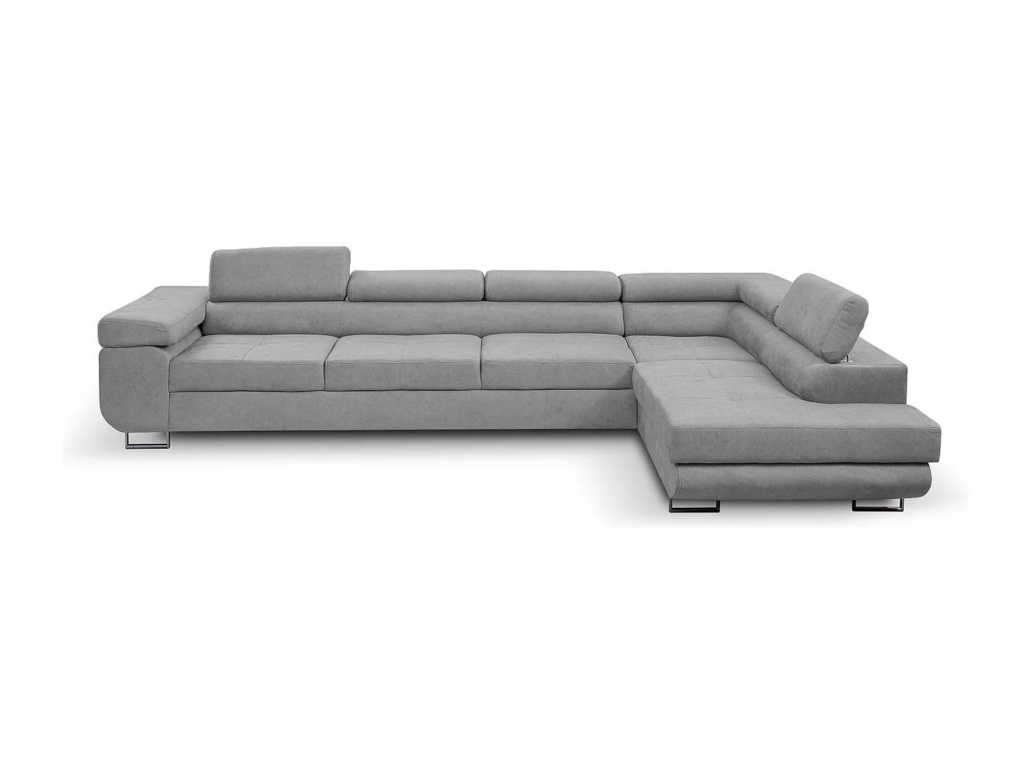 Ecksofa Marlene IV L-Form mit verstellbaren Kopfstützen Schlaffunktion Bettkasten 347 cm rechts (Farbe: hellgrau Vena 17)