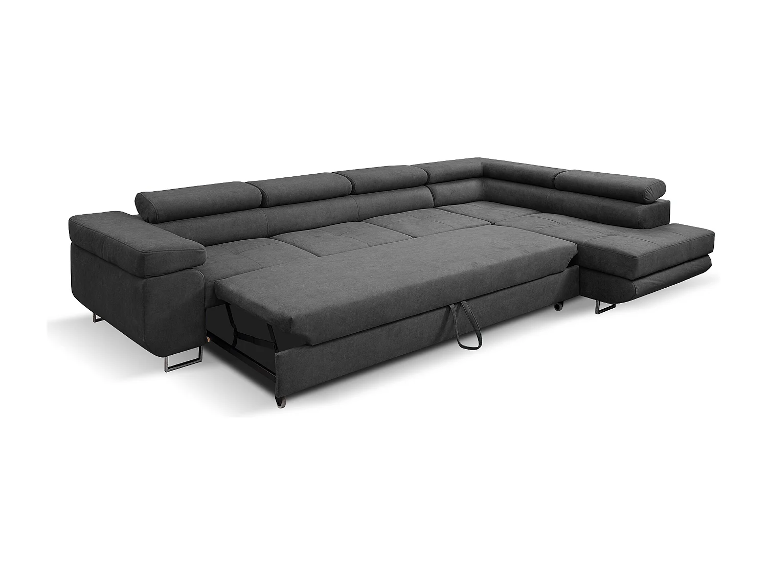 Ecksofa Marlene IV L-Form mit verstellbaren Kopfstützen Schlaffunktion Bettkasten 347 cm Lieferung bis in die Wohnung Wohnzimmer rechts (Farbe: grau Vena 20)