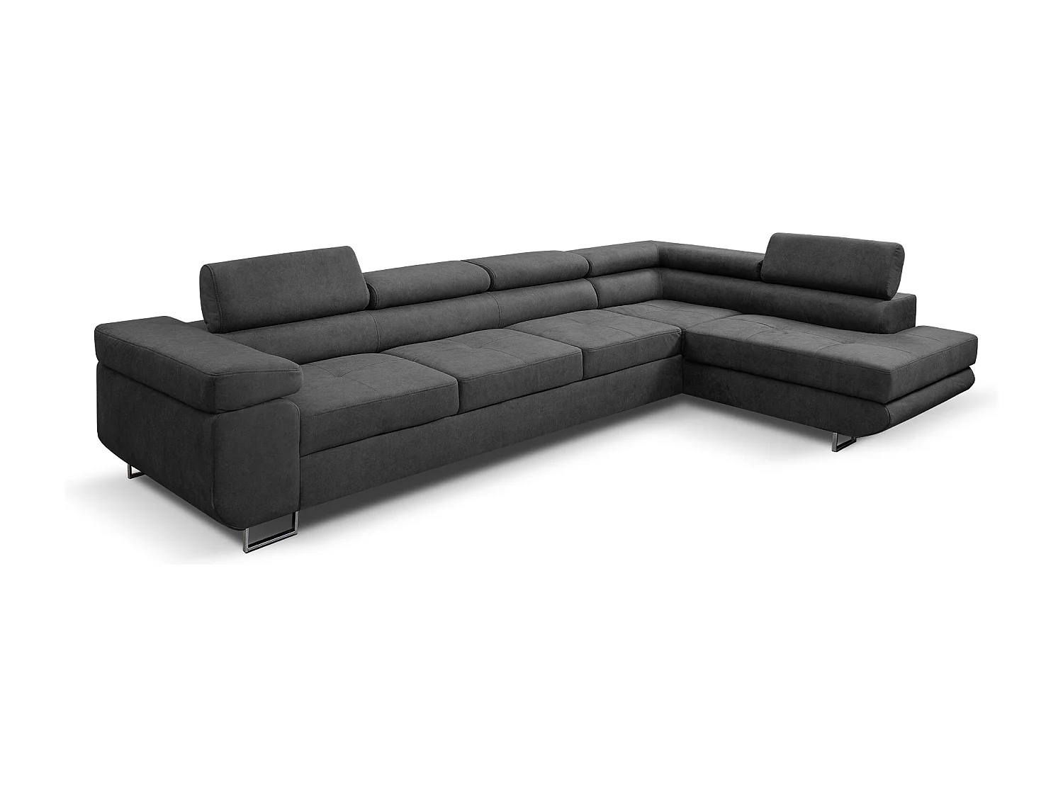 Ecksofa Marlene IV L-Form mit verstellbaren Kopfstützen Schlaffunktion Bettkasten 347 cm Lieferung bis in die Wohnung Wohnzimmer rechts (Farbe: grau Vena 20)