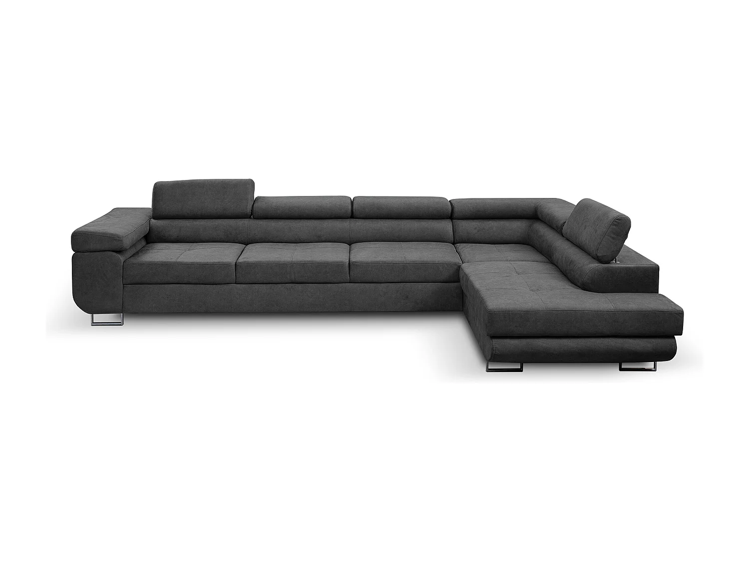 Ecksofa Marlene IV L-Form mit verstellbaren Kopfstützen Schlaffunktion Bettkasten 347 cm Lieferung bis in die Wohnung Wohnzimmer rechts (Farbe: grau Vena 20)