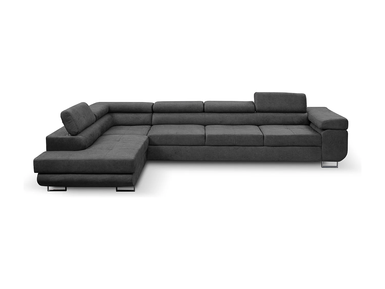 Ecksofa Marlene IV L-Form mit verstellbaren Kopfstützen Schlaffunktion Bettkasten 347 cm Lieferung bis in die Wohnung Wohnzimmer links (Farbe: grau Vena 20)