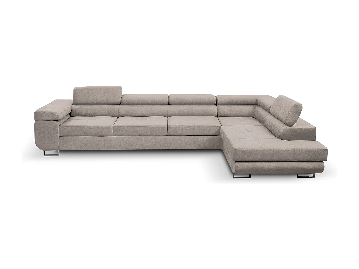 Ecksofa Marlene IV L-Form mit verstellbaren Kopfstützen Schlaffunktion Bettkasten 347 cm Lieferung bis in die Wohnung Wohnzimmer rechts (Farbe: beige Vena 07)