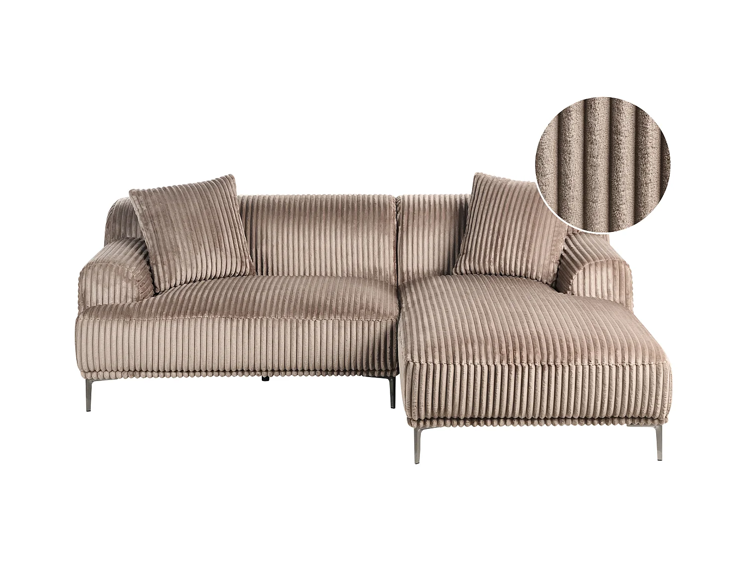 Sofá esquinero STENUM Pana Marrón claro Izquierda