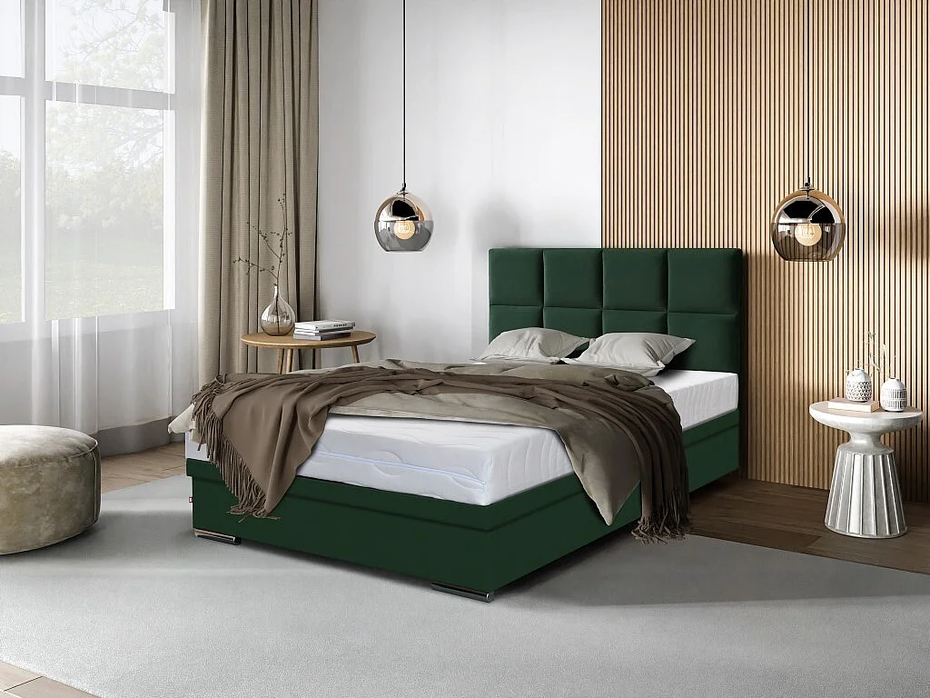 Boxspringbett Sizilien mit Bettkasten ohne Matratze Doppelbett, Polsterbett, 120 x 200 cm, grün