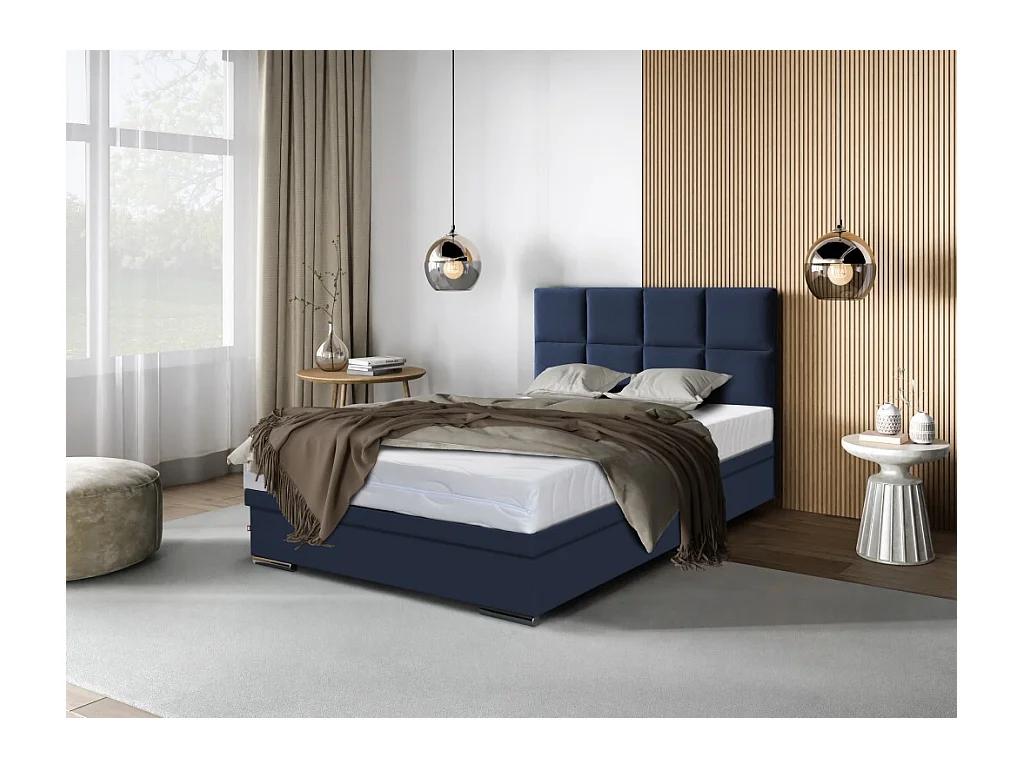 Boxspringbett Sizilien mit Bettkasten ohne Matratze Doppelbett, Polsterbett, 140 x 200 cm, blau