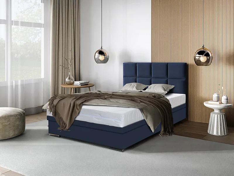 Boxspringbett Sizilien mit Bettkasten ohne Matratze Doppelbett, Polsterbett, 140 x 200 cm, blau