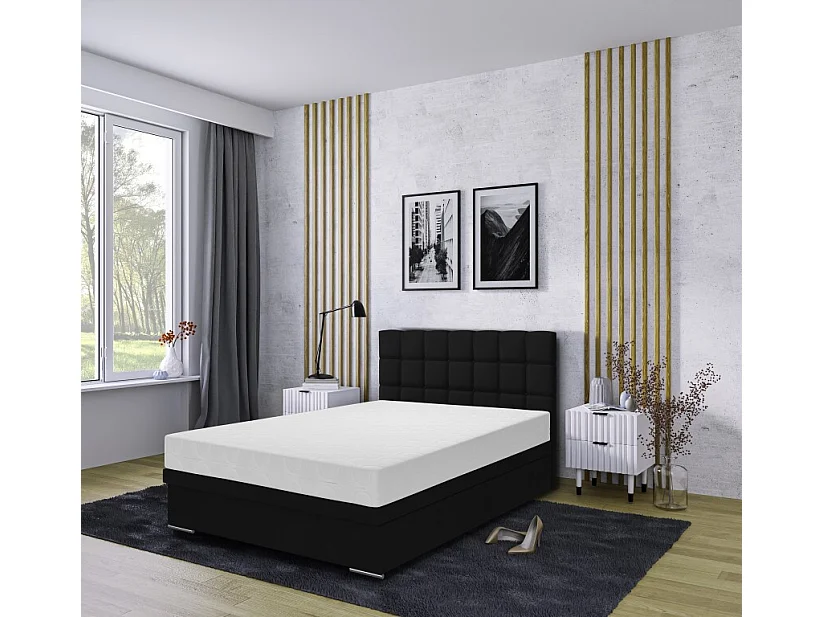 Boxspringbett Venezia mit Bettkasten ohne Matratze Doppelbett, Polsterbett 120 x 200 cm, schwarz