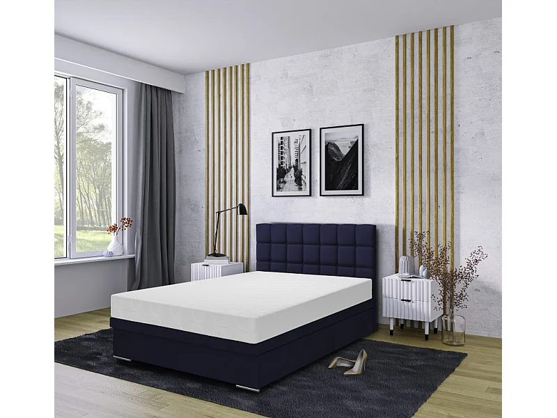 Boxspringbett Venezia mit Bettkasten ohne Matratze Doppelbett, Polsterbett 140 x 200 cm, blau