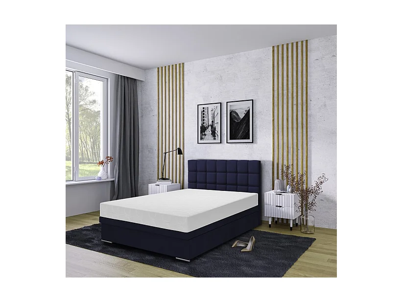 Boxspringbett Venezia mit Bettkasten ohne Matratze Doppelbett, Polsterbett 140 x 200 cm, blau