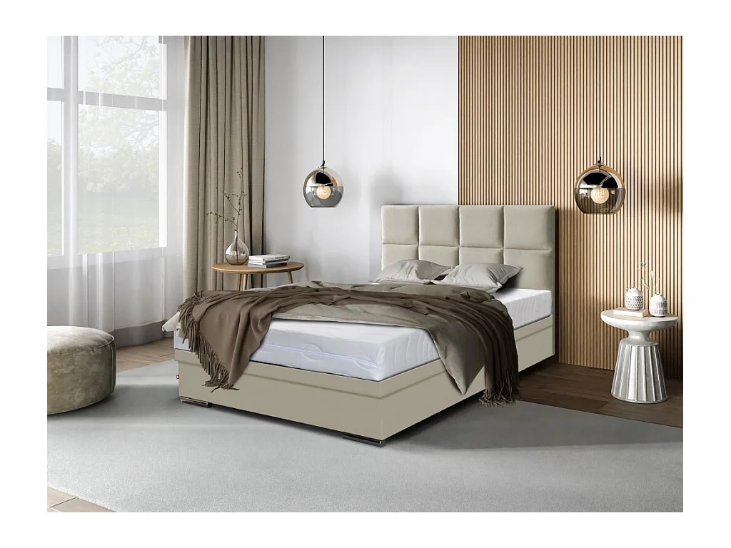 Boxspringbett Sizilien mit Bettkasten ohne Matratze Doppelbett, Polsterbett, 140 x 200 cm, beige