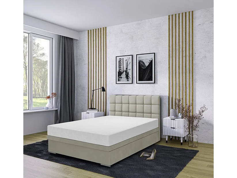Boxspringbett Venezia mit Bettkasten ohne Matratze Doppelbett, Polsterbett 120 x 200 cm, beige