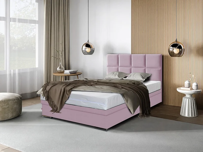 Boxspringbett Sizilien mit Bettkasten ohne Matratze Doppelbett, Polsterbett, 140 x 200 cm, rosa