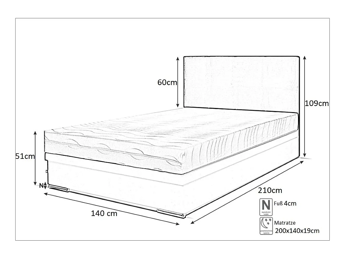 Boxspringbett Sizilien mit Bettkasten ohne Matratze Doppelbett, Polsterbett, 140 x 200 cm, rosa