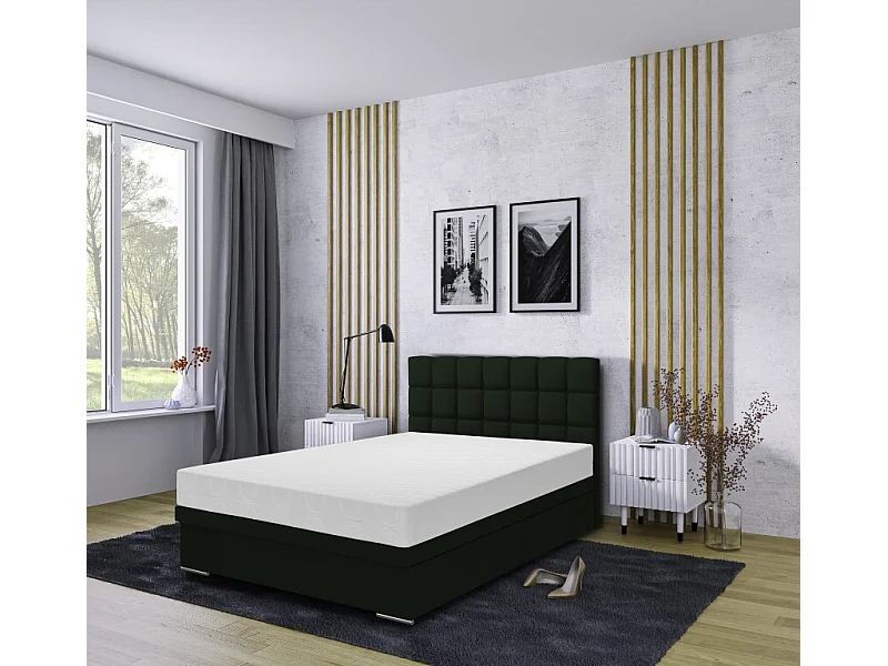 Boxspringbett Venezia mit Bettkasten ohne Matratze Doppelbett, Polsterbett 140 x 200 cm, grün