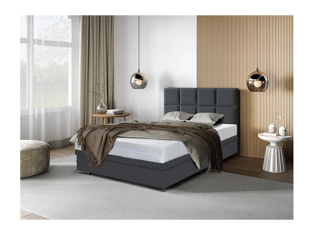 Boxspringbett Sizilien mit Bettkasten ohne Matratze Doppelbett, Polsterbett, 140 x 200 cm, grau