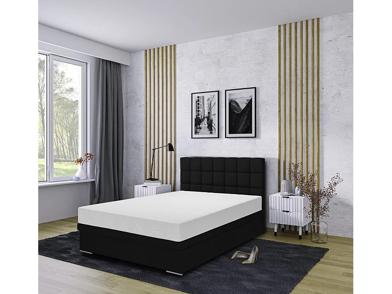 Boxspringbett Venezia mit Bettkasten ohne Matratze Doppelbett, Polsterbett 140 x 200 cm, schwarz