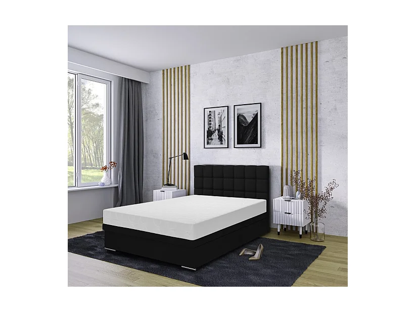 Boxspringbett Venezia mit Bettkasten ohne Matratze Doppelbett, Polsterbett 140 x 200 cm, schwarz