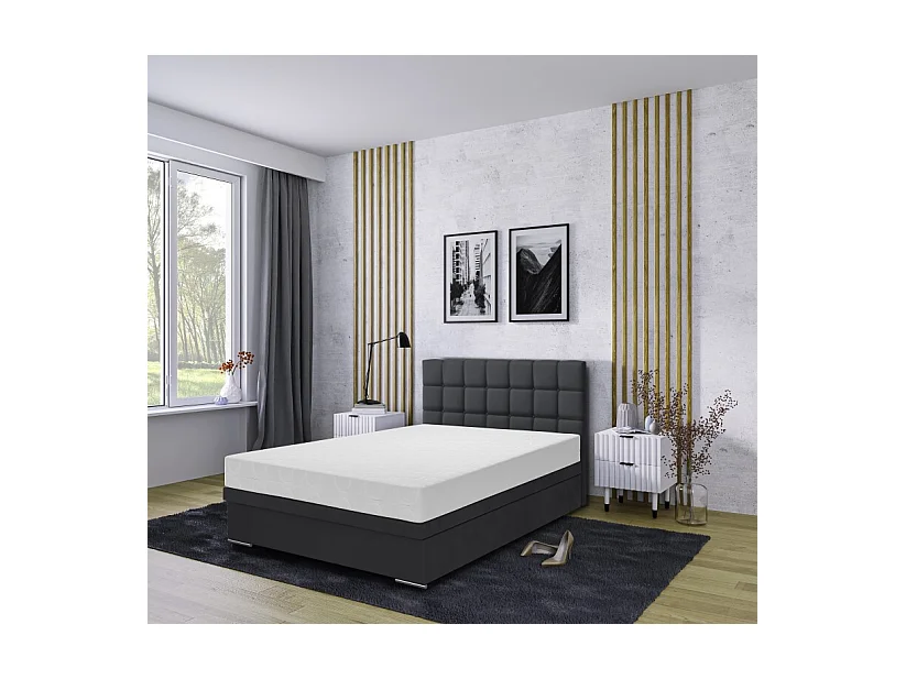 Boxspringbett Venezia mit Bettkasten ohne Matratze Doppelbett, Polsterbett 140 x 200 cm, grau