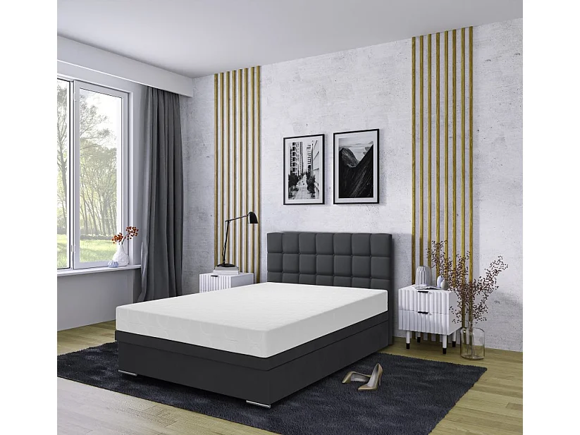 Boxspringbett Venezia mit Bettkasten ohne Matratze Doppelbett, Polsterbett 160 x 200 cm, grau