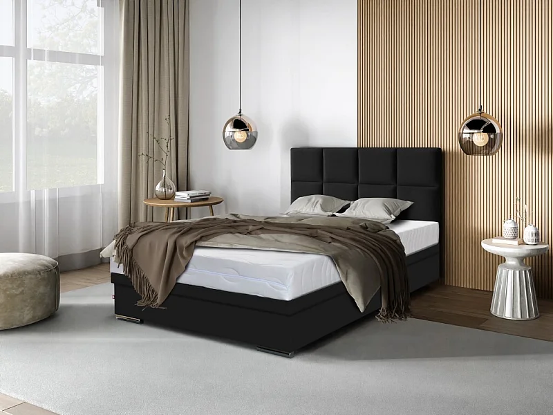 Boxspringbett Sizilien mit Bettkasten ohne Matratze Doppelbett, Polsterbett, 140 x 200 cm, schwarz