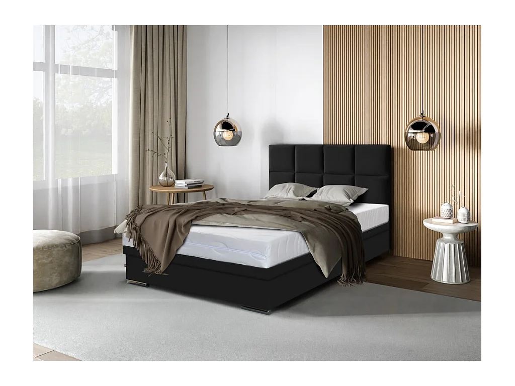 Boxspringbett Sizilien mit Bettkasten ohne Matratze Doppelbett, Polsterbett, 140 x 200 cm, schwarz