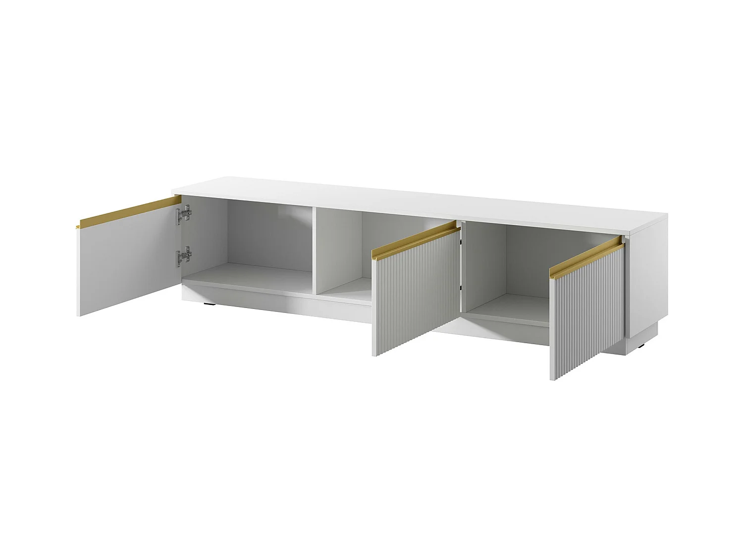 Meuble TV Sorbela 103, Doré|Blanc, 182x42x39cm