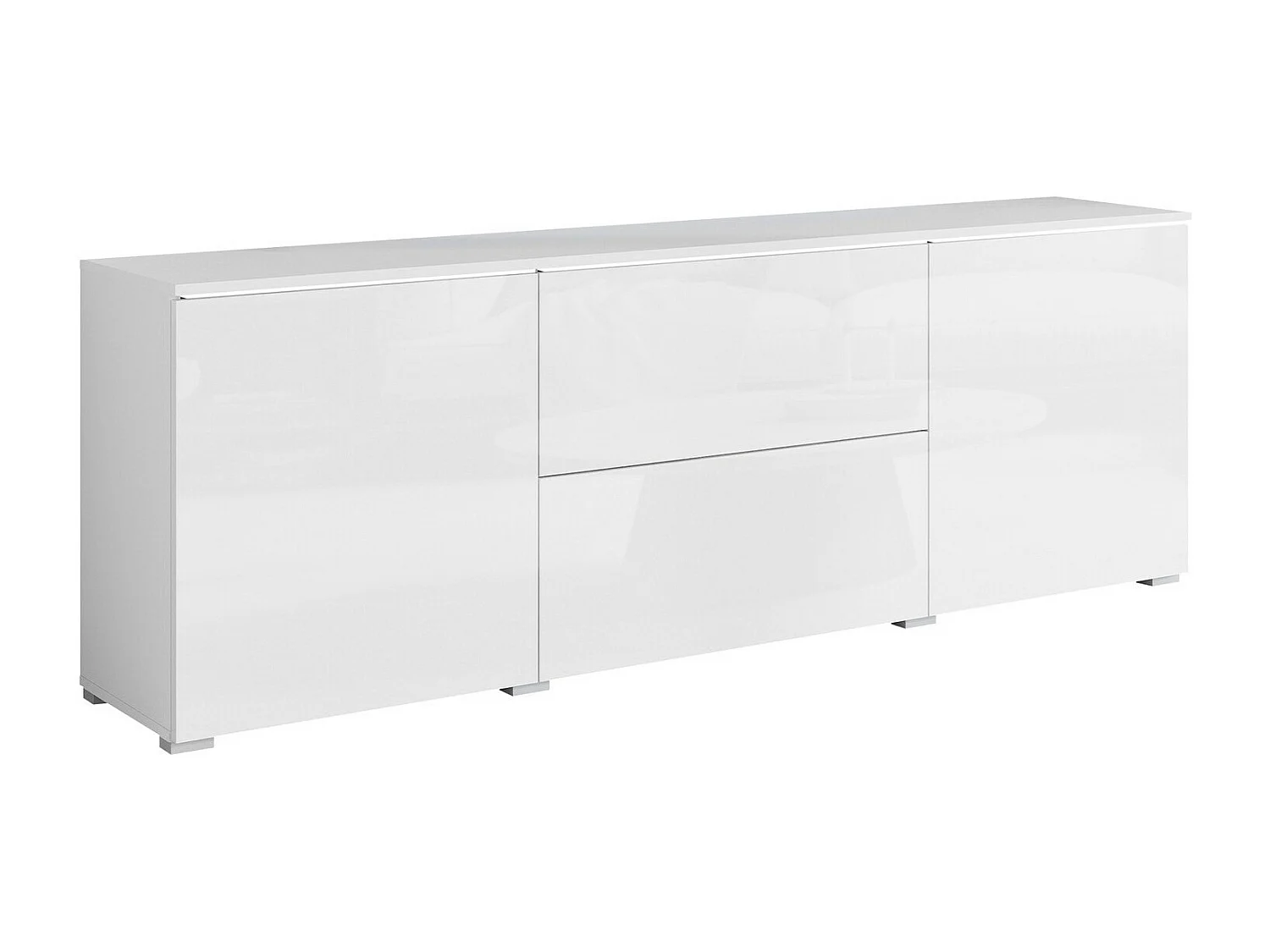 Meuble TV Sarasota 190, Blanc|Blanc brillant, 180x62x35cm