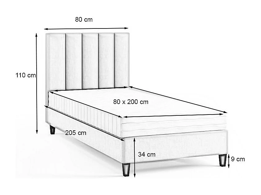 Boxspringbett Polsterbett Einzelbett KONGO ohne Matratze 80 x 200 cm Bett Schlafzimmer Jugendbett Kinderbett Hotelzimmer, rosa